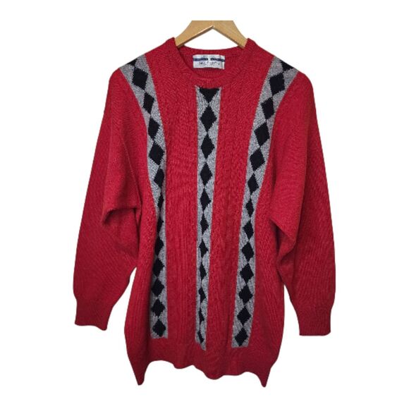 James Renwick Sweater Lambswool Argyle Made In Scotland Mens Large/42 - Picture 2 of 11